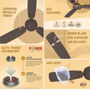 Crompton Highspeed Toro Brown with 2 Year Warranty 1200 mm Ceiling Fan (1 Star | Magic Brown | Pack of 1)
