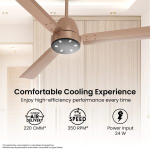 Crompton Energion Niteo 1200 mm BLDC सीलिंग फैन | गर्म परिवेश LED संकेतक | रिमोट कंट्रोल | BEE 5 स्टार एनर्जी रेटिंग | सुपीरियर एयर डिलीवरी | 4 साल की निर्माता वारंटी | बेज (बिस्कुटी) फ़िनिश
